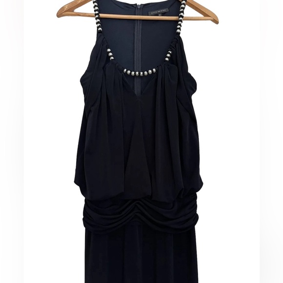 David Meister Long Evening Gown Womens Sz 10 Dark Navy Pearls Party Dress - Picture 2 of 11